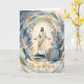 He Is Risen in Glory Easter Card Kaart (Gele Bloem)