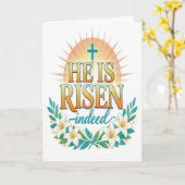 He Is Risen Indeed Easter Card Kaart (Gele Bloem)