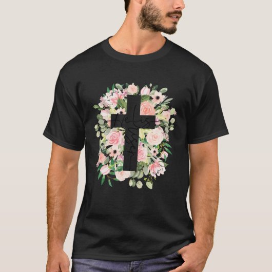 He is Risen Jesus Christian Happy Easter Floral Wr T-shirt (Voorkant)