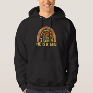He Is Risen Leopard Rainbow Christian Jesus Happy Hoodie