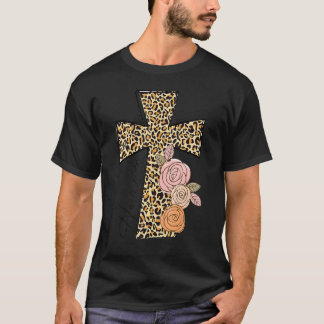He Is Risen Leopard Rainbow Christian Jesus Happy T-shirt