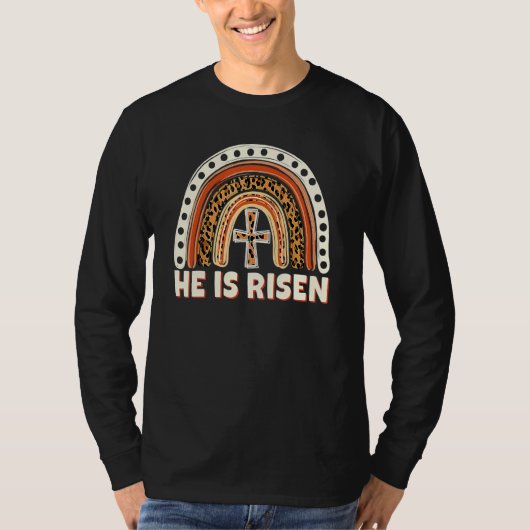 He Is Risen Leopard Rainbow Christian Jesus Happy T-shirt (Voorkant)