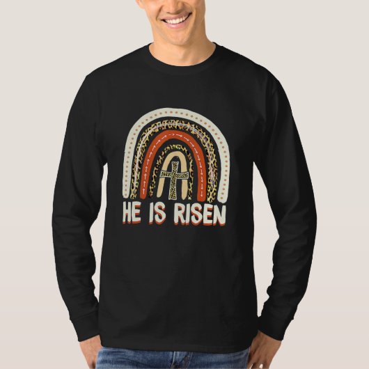 He Is Risen Leopard Rainbow Christian Jesus Happy T-shirt (Voorkant)