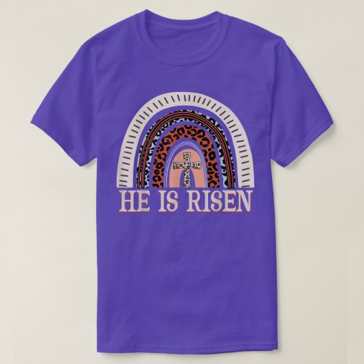 He Is Risen Leopard Rainbow Christian Jesus Happy T-shirt (Design voorkant)