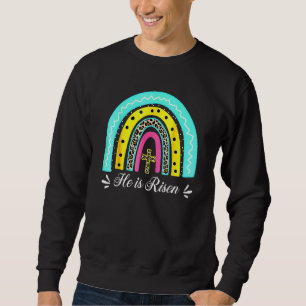 He Is Risen Leopard Rainbow Christian Jesus Happy Trui