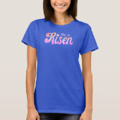 He Is Risen Pastel Floral Christian Easter T-shirt (Voorkant)