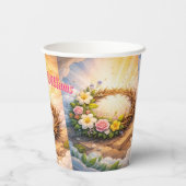 He Is Risen Religious Floral Crown Easter Papieren Bekers (Achterkant)