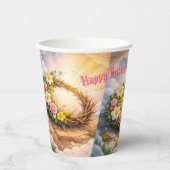 He Is Risen Religious Floral Crown Easter Papieren Bekers (Voorkant)