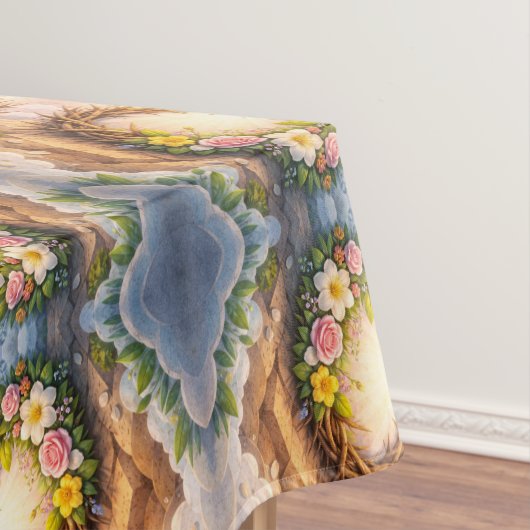 He Is Risen Religious Floral Crown Easter Tafelkleed (Voorbeeld)