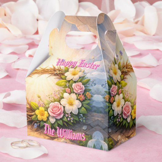 He Is Risen Religious Floral Crown Personalized Bedankdoosjes (Huwelijk)