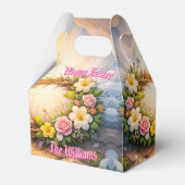 He Is Risen Religious Floral Crown Personalized Bedankdoosjes (Voorkant Zijde)