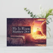 He Is Risen Three Crosses Empty Tomb Printable Feestdagenkaart (Staand voorkant)