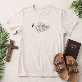 He Is Risen Three Crosses Palm Leaf Easter Tri-Blend Shirt