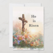 He Is Risen Watercolor Easter Card Kaart (Voorkant)