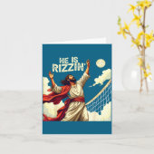 He Is Rizzin Jesus Meme Quote Shirt Funny Volleyba Kaart (Gele Bloem)