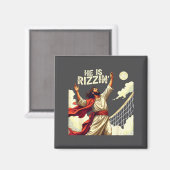 He Is Rizzin Jesus Meme Quote Shirt Funny Volleyba Magneet (Voorkant / Achterkant)