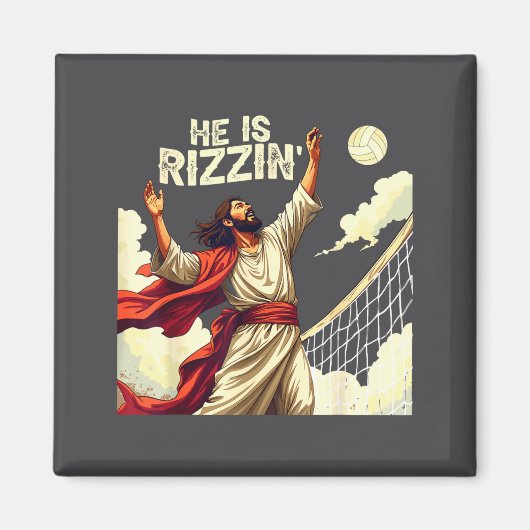 He Is Rizzin Jesus Meme Quote Shirt Funny Volleyba Magneet (Voorkant)