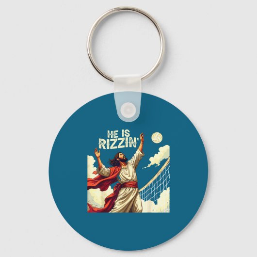He Is Rizzin Jesus Meme Quote Shirt Funny Volleyba Sleutelhanger (Voorkant)