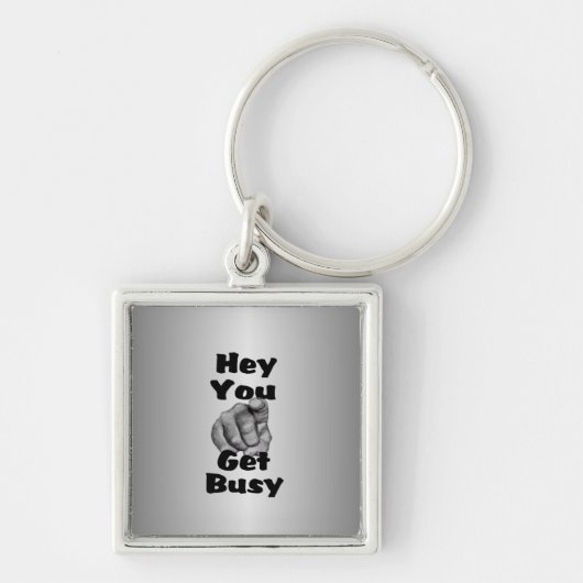 Hé jij, aan het werk vinger sleutelhanger (Voorkant)