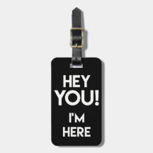 Hé jij! - Funny Black and White Bag Attentie