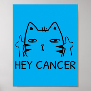 Hé Kanker F Grappige Kat Middelvinger Poster