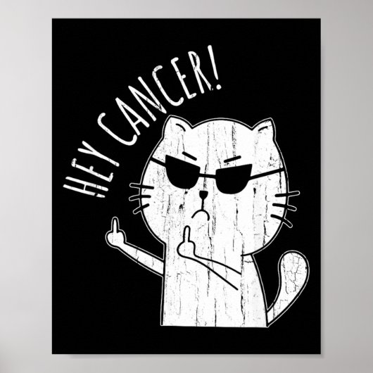 Hé Kanker F U Grappige Kat Middelvinger Kanker Poster (Voorkant)