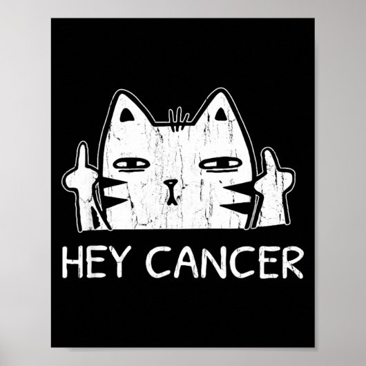 Hé Kanker F U Grappige Kat Middelvinger Kanker Poster (Voorkant)