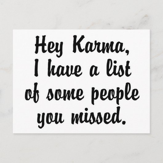 Hé Karma... Briefkaart (Voorkant)