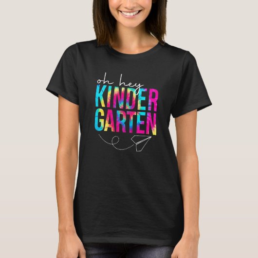 Hé Kindergarten Tie Dye Terug naar de schoolstuden T-shirt (Voorkant)