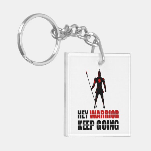 Hé krijger blijft doorgaan. sleutelhanger (Voorkant Links)