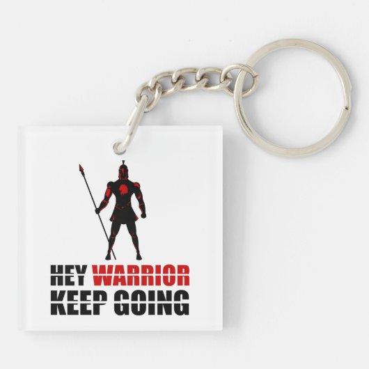 Hé krijger blijft doorgaan. sleutelhanger (Achterkant)