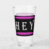 Hé kunstontwerp in zwart en paarse plus witte logo glas (Achterkant)
