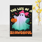 He Life Of A Showghoul Retro Halloween Show Ghosts Kaart (Gele Bloem)