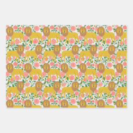 Hé, Lion! Leeuwen, Polkadots, heldere kleuren Inpakpapier Vel