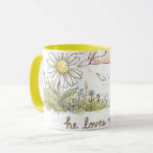 He Loves me - Daisy Love me not Whimsical Combo Mok (Voorkant links)