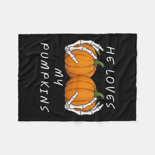 He Loves My Pumkin Halloween Funny Couple Matching Fleece Deken (Voorkant (Horizontaal))