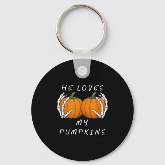 He Loves My Pumkin Halloween Funny Couple Matching Sleutelhanger (Voorkant)