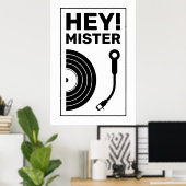 Hé meneer DJ muziekinspiratie wit Poster (Thuiskantoor)