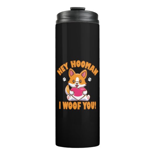 Hé mens ik kwispel voor je thermosbeker (Voorkant)