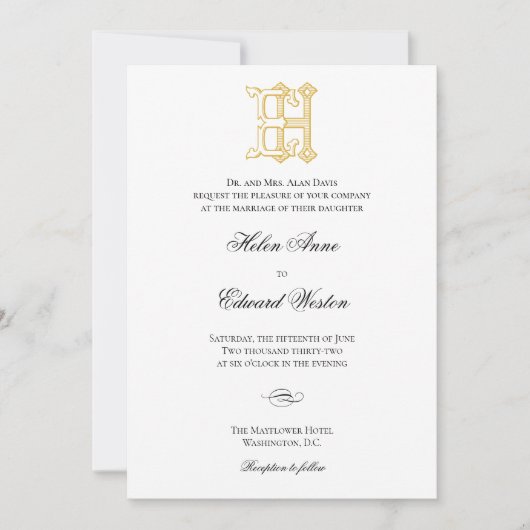 HE Monogram of EH Monogram Wedding Invitations Kaart (Voorkant)