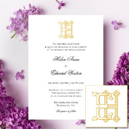 HE Monogram of EH Monogram Wedding Invitations Kaart