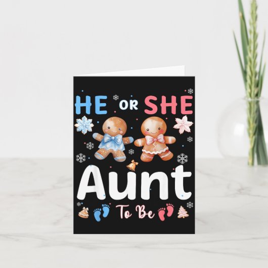 He Or She Aunt To Be Christmas Gingerbread Gender  Kaart (Voorkant)