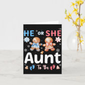 He Or She Aunt To Be Christmas Gingerbread Gender  Kaart (Gele Bloem)