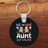 He Or She Aunt To Be Christmas Gingerbread Gender Sleutelhanger (Voorkant)