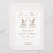 He or She Baby Bunny Gender Reveal Kaart (Voorkant / Achterkant)