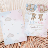 He or She Bear Gender Reveal Kaart