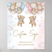 He or She Bear Gender Reveal Sign Poster (Voorkant)