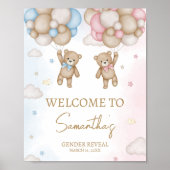 He or She Bear Gender Reveal Welcome Sign Poster (Voorkant)