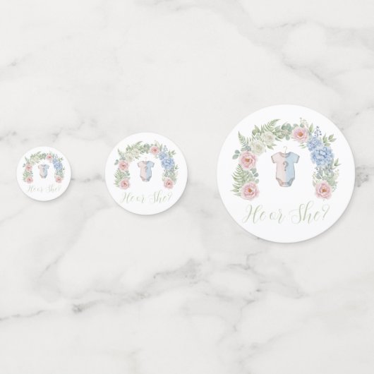 He or She? Botanical Gender Reveal Confetti (Voorkanten)