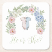 He or She? Botanical Gender Reveal Kartonnen Onderzetters (Voorkant)